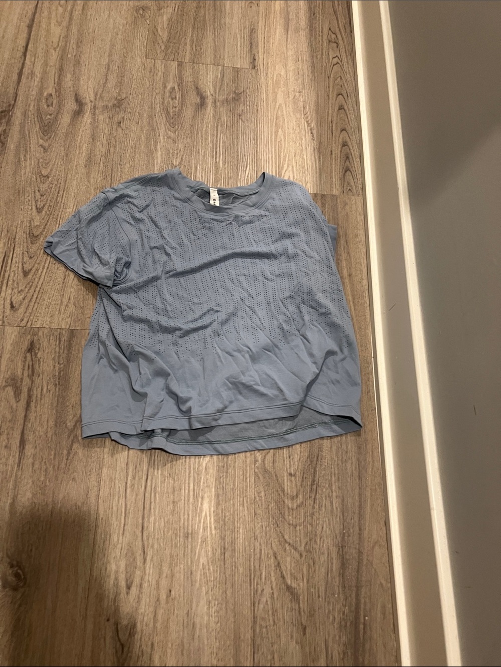lululemon athletica Dusty Blue Perforated Crew Tee
